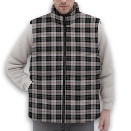 ScotsTee Shop Scottish MacPherson of Cluny Black and White Premium Tartan Puffer Vest Winter White Duck Down Vest Sleeveless