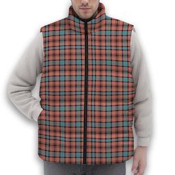 ScotsTee Shop Scottish Hamilton Red Modern Premium Tartan Puffer Vest Winter White Duck Down Vest Sleeveless