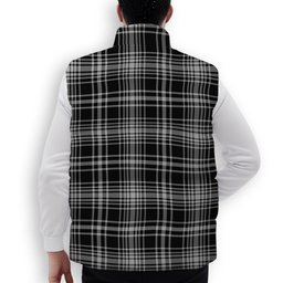 ScotsTee Shop Scottish MacLean Black and White Premium Tartan Puffer Vest Winter White Duck Down Vest Sleeveless