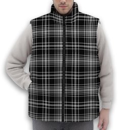 ScotsTee Shop Scottish MacLean Black and White Premium Tartan Puffer Vest Winter White Duck Down Vest Sleeveless