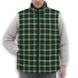 ScotsTee Shop Scottish McCandlish Arisaid Green Premium Tartan Puffer Vest Winter White Duck Down Vest Sleeveless