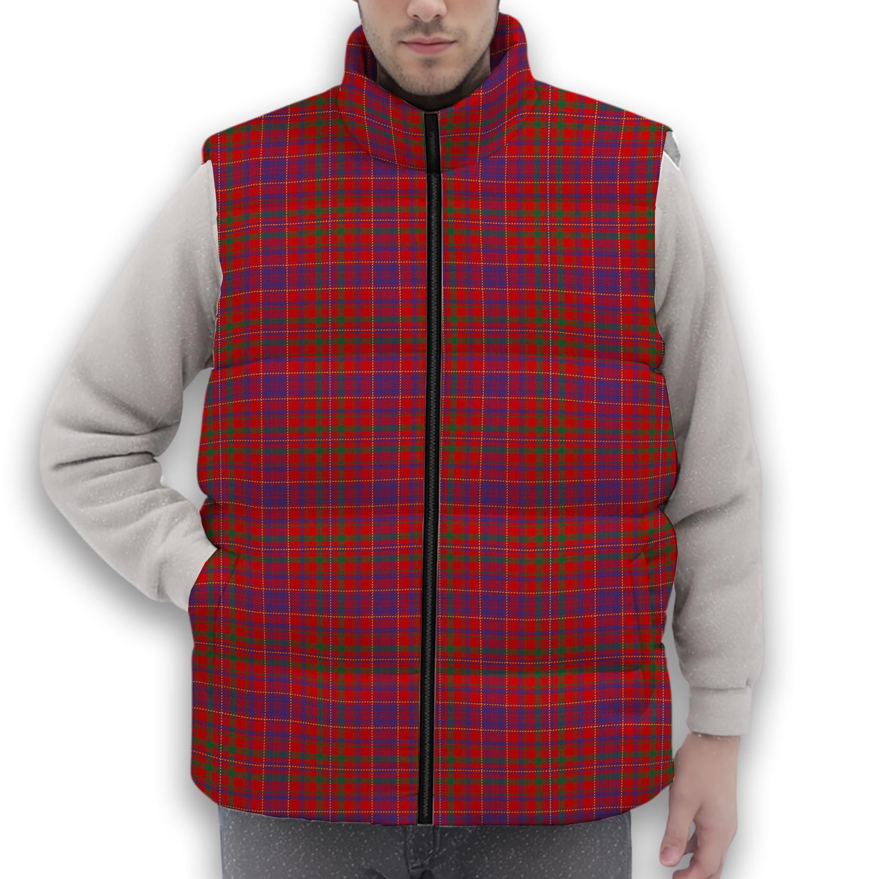 ScotsTee Shop Scottish MacLeod Red Modern Premium Tartan Puffer Vest Winter White Duck Down Vest Sleeveless