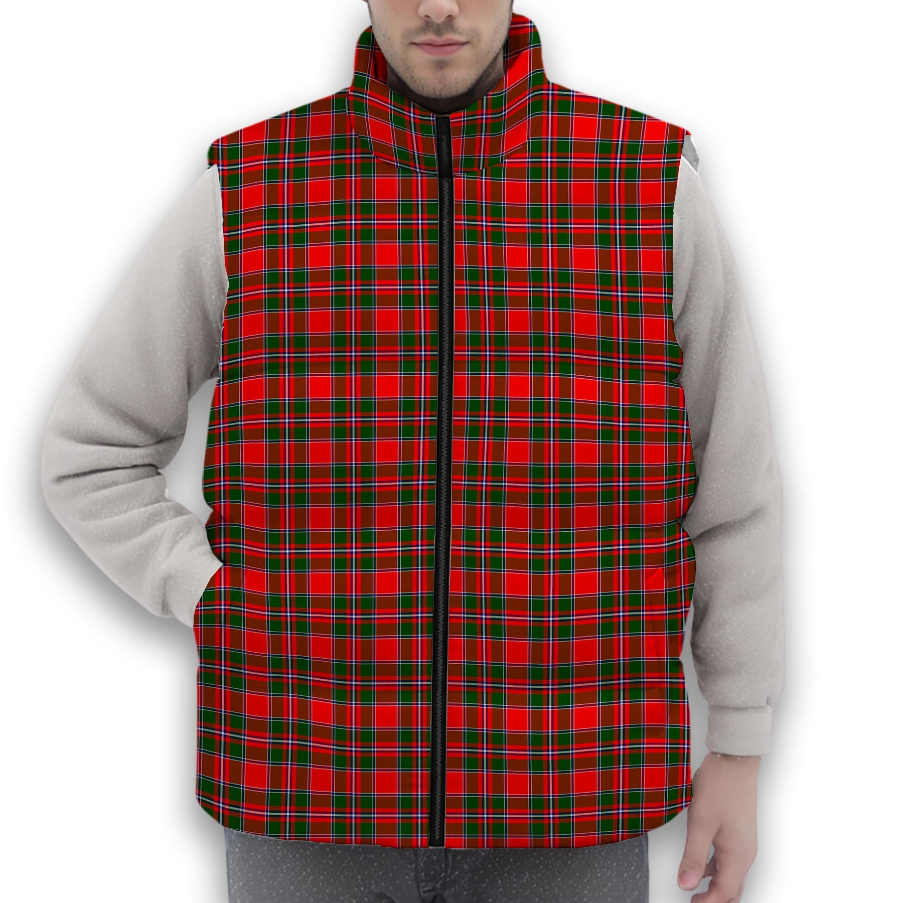 ScotsTee Shop Scottish Spens Modern Premium Tartan Puffer Vest Winter White Duck Down Vest Sleeveless