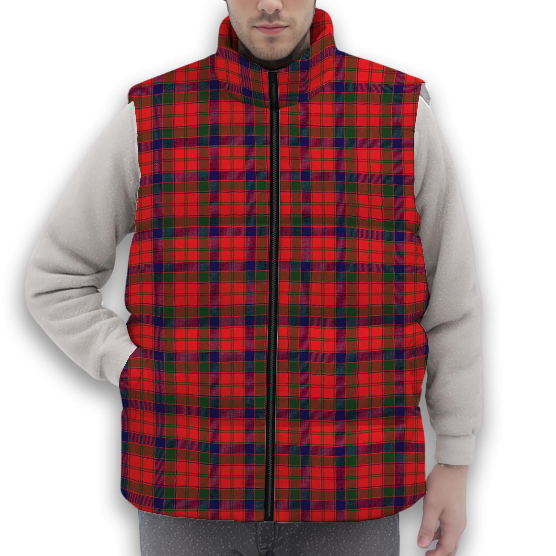 ScotsTee Shop Scottish Robertson Modern Premium Tartan Puffer Vest Winter White Duck Down Vest Sleeveless