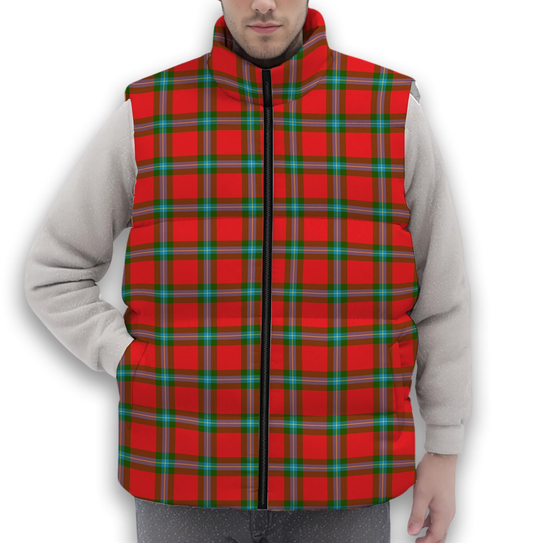 ScotsTee Shop Scottish MacLaine of Loch Buie Premium Tartan Puffer Vest Winter White Duck Down Vest Sleeveless