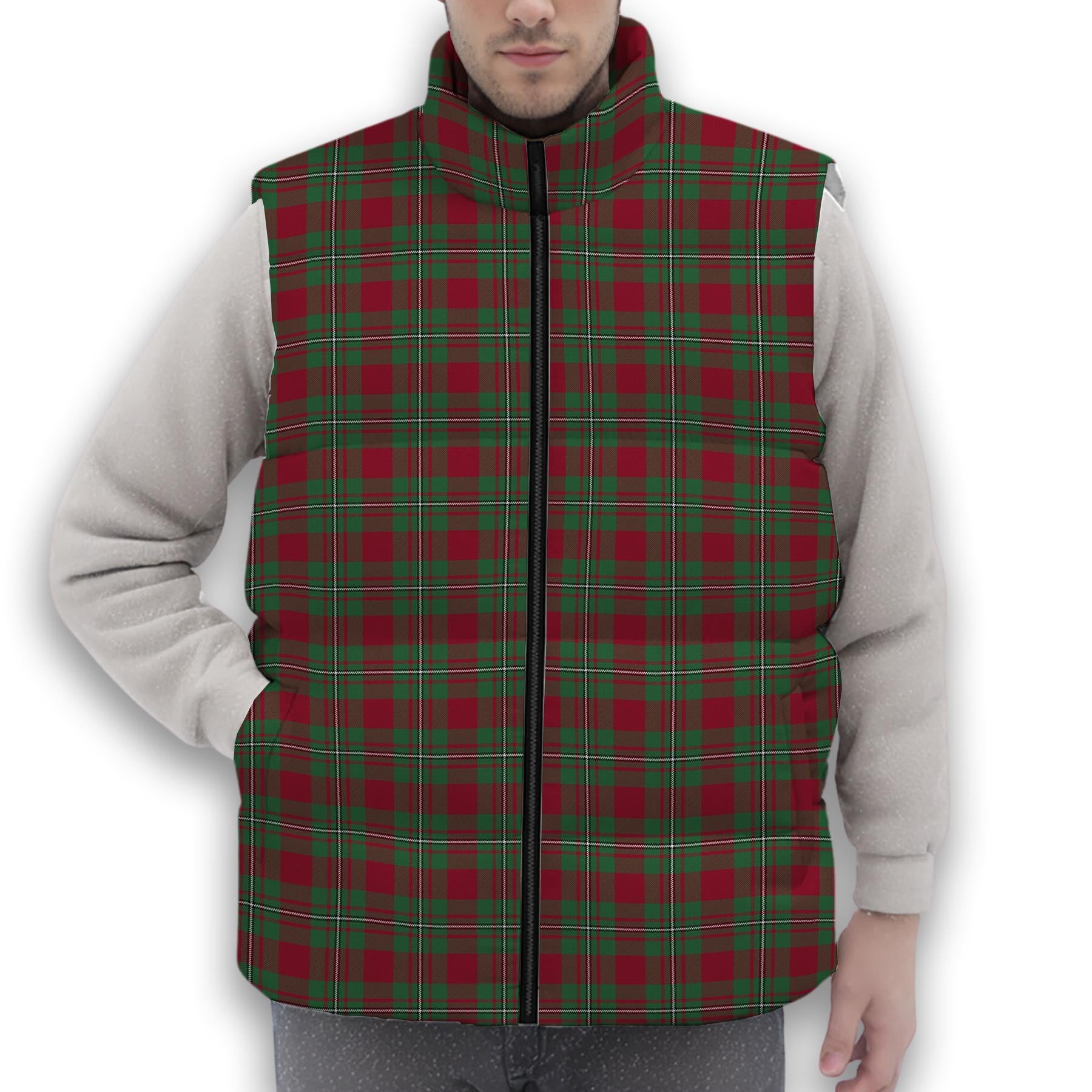 ScotsTee Shop Scottish Gregor of Cardney Modern Premium Tartan Puffer Vest Winter White Duck Down Vest Sleeveless