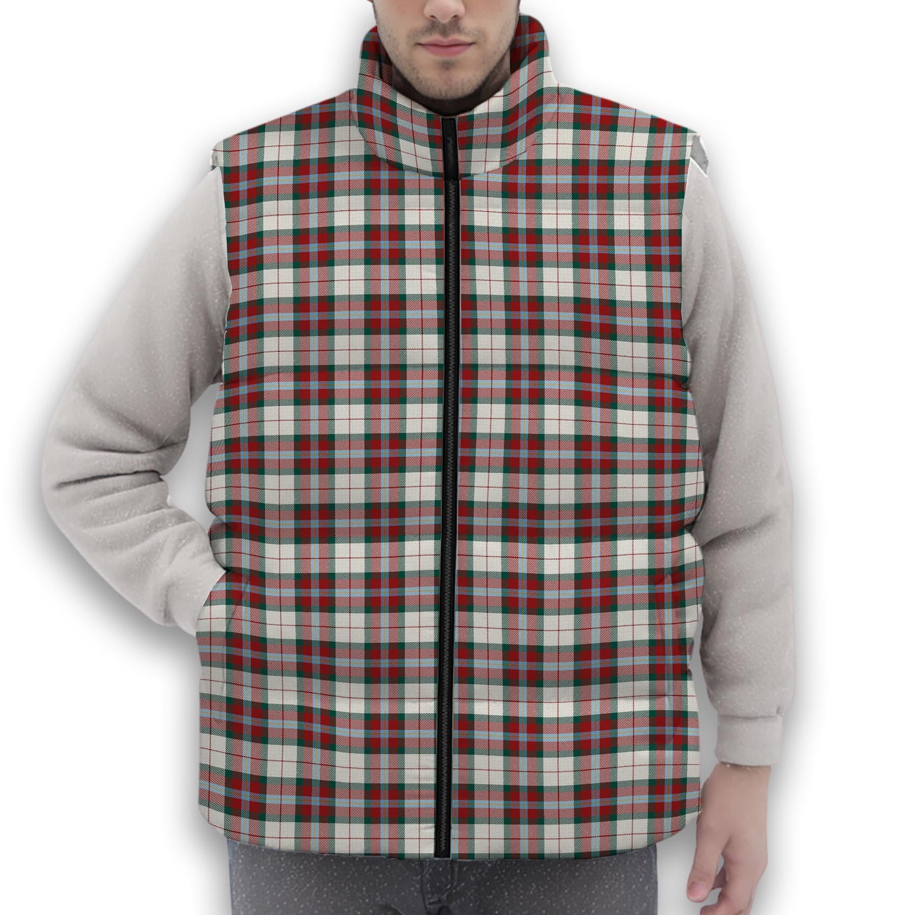 ScotsTee Shop Scottish McLean Dress Modern Premium Tartan Puffer Vest Winter White Duck Down Vest Sleeveless