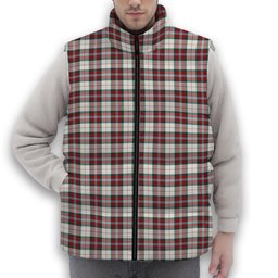 ScotsTee Shop Scottish McLean Dress Modern Premium Tartan Puffer Vest Winter White Duck Down Vest Sleeveless