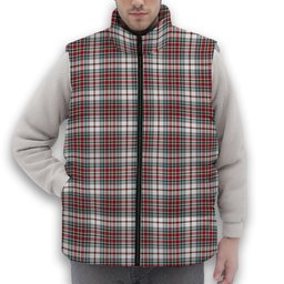 ScotsTee Shop Scottish MacBain Dress Modern Premium Tartan Puffer Vest Winter White Duck Down Vest Sleeveless