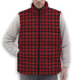 ScotsTee Shop Scottish Robertson White line New Modern Premium Tartan Puffer Vest Winter White Duck Down Vest Sleeveless