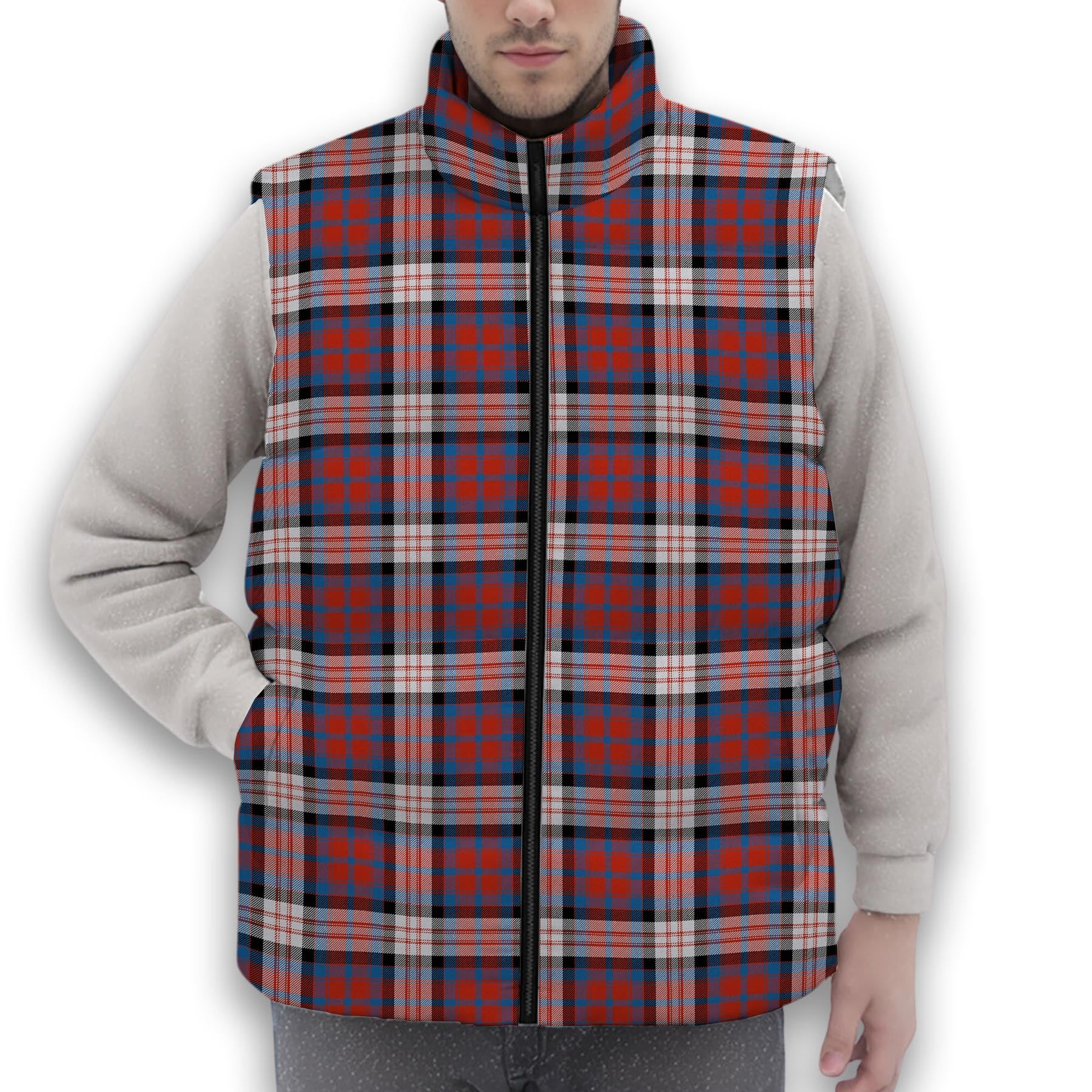 ScotsTee Shop Scottish MacDonald Dress Irish Ancient Premium Tartan Puffer Vest Winter White Duck Down Vest Sleeveless