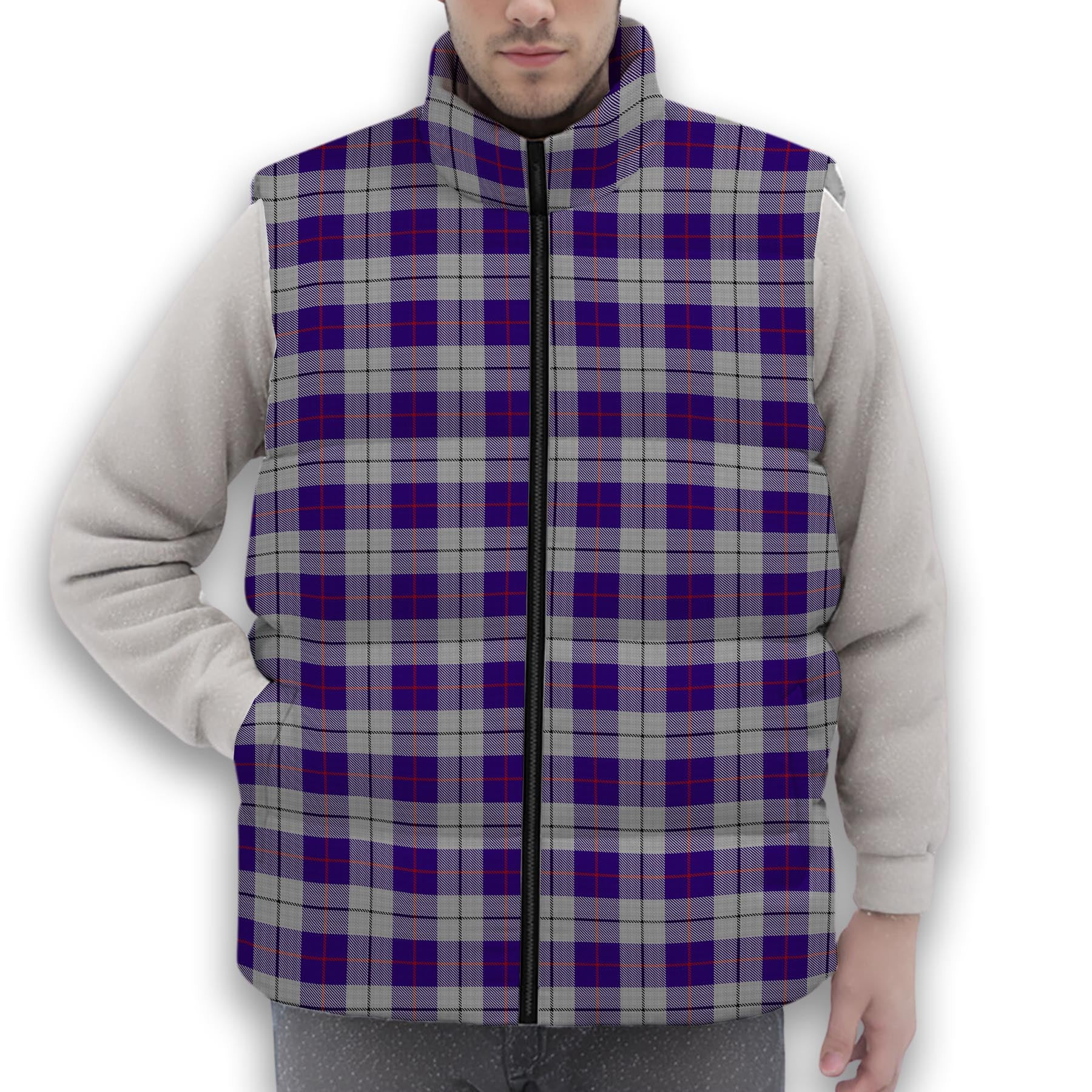 ScotsTee Shop Scottish MacRae Dress Purple 1 Premium Tartan Puffer Vest Winter White Duck Down Vest Sleeveless