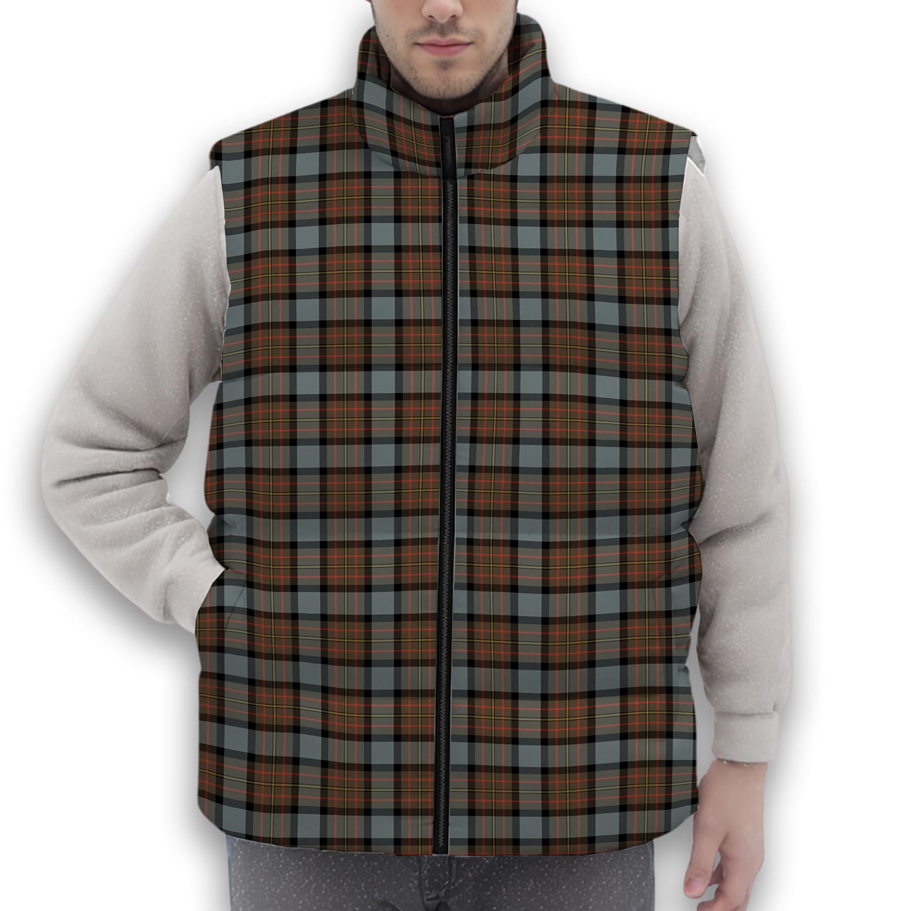 ScotsTee Shop Scottish MacLaren Weathered Premium Tartan Puffer Vest Winter White Duck Down Vest Sleeveless