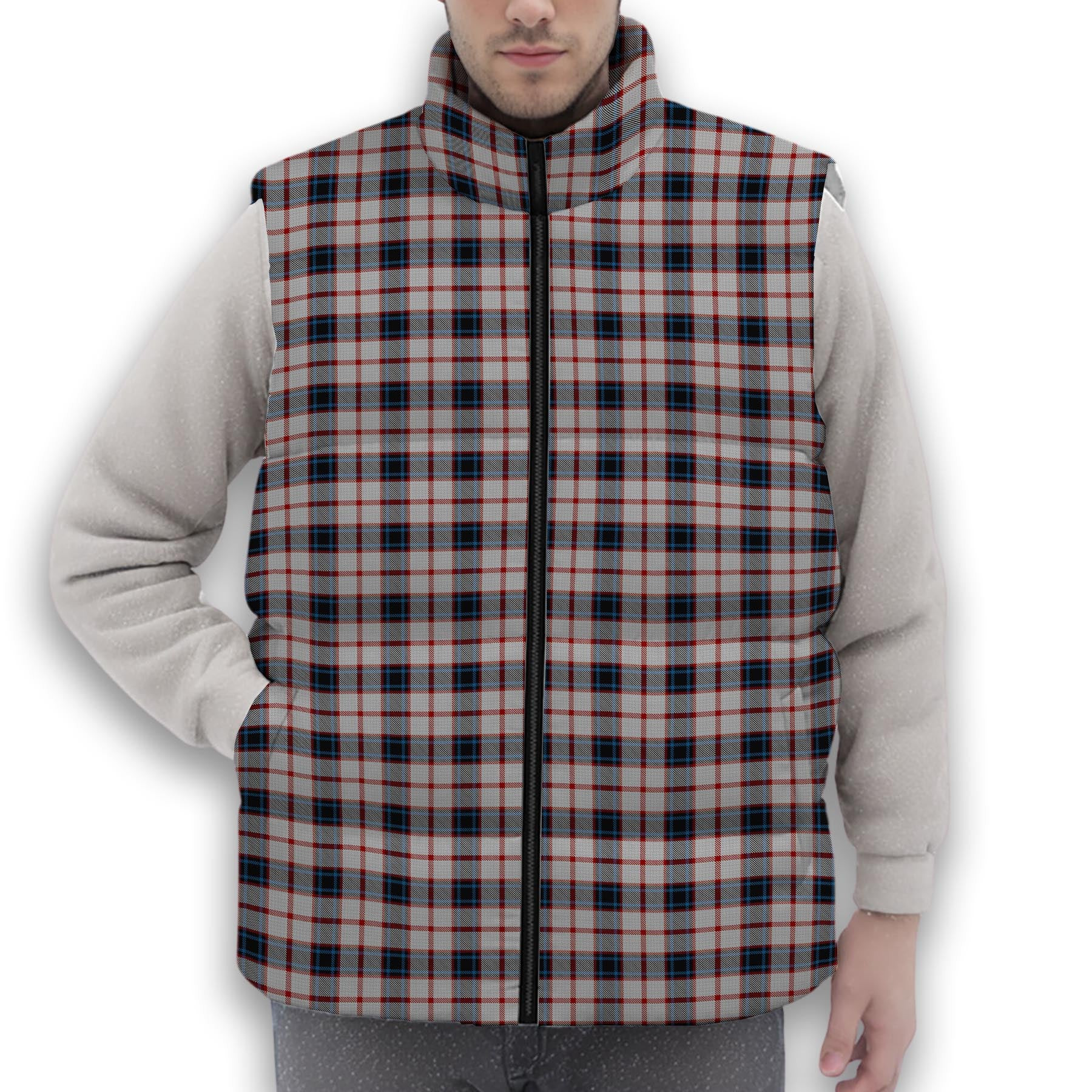 ScotsTee Shop Scottish Merrilees Dress Dance Premium Tartan Puffer Vest Winter White Duck Down Vest Sleeveless