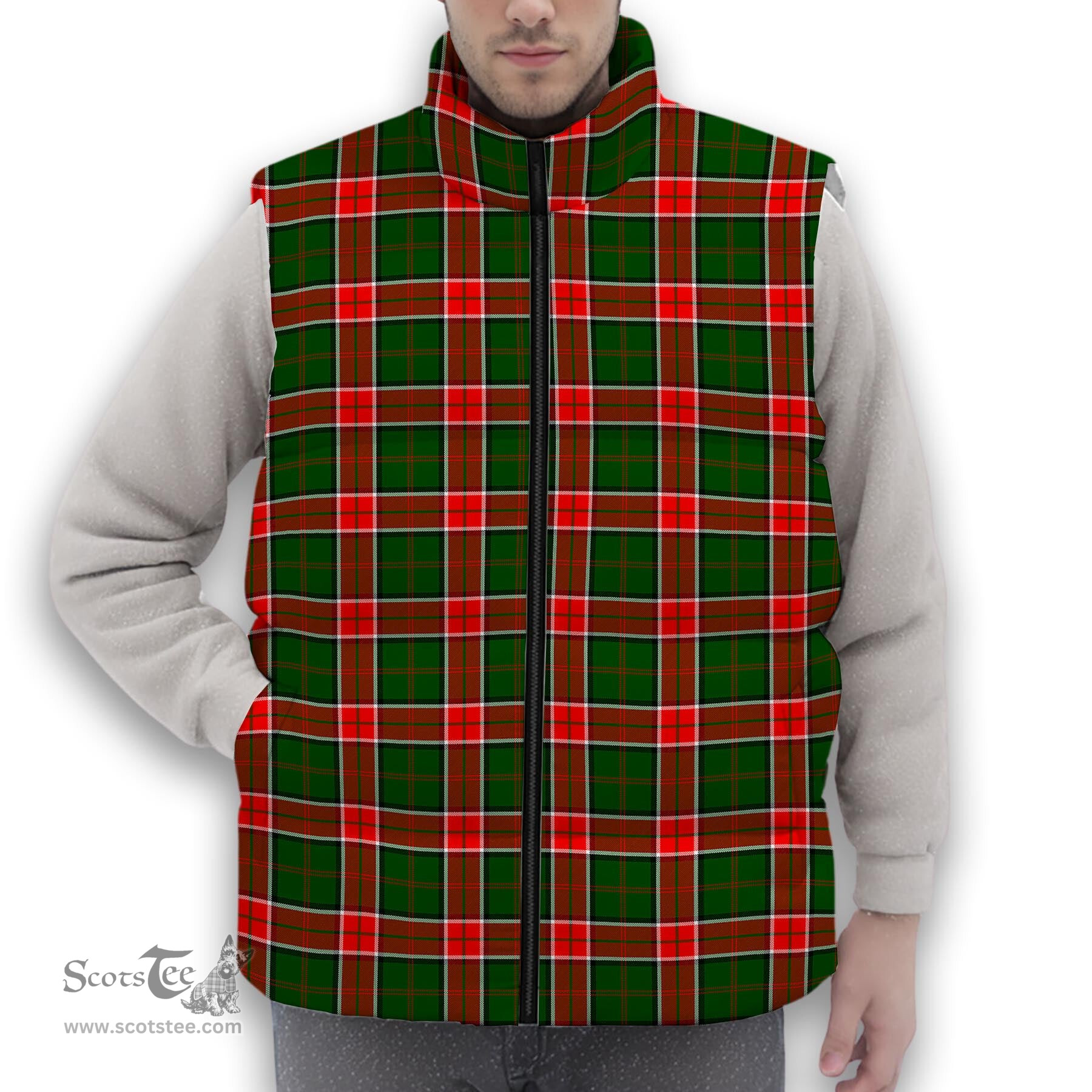 ScotsTee Shop Scottish Pollock Modern Premium Tartan Puffer Vest Winter White Duck Down Vest Sleeveless