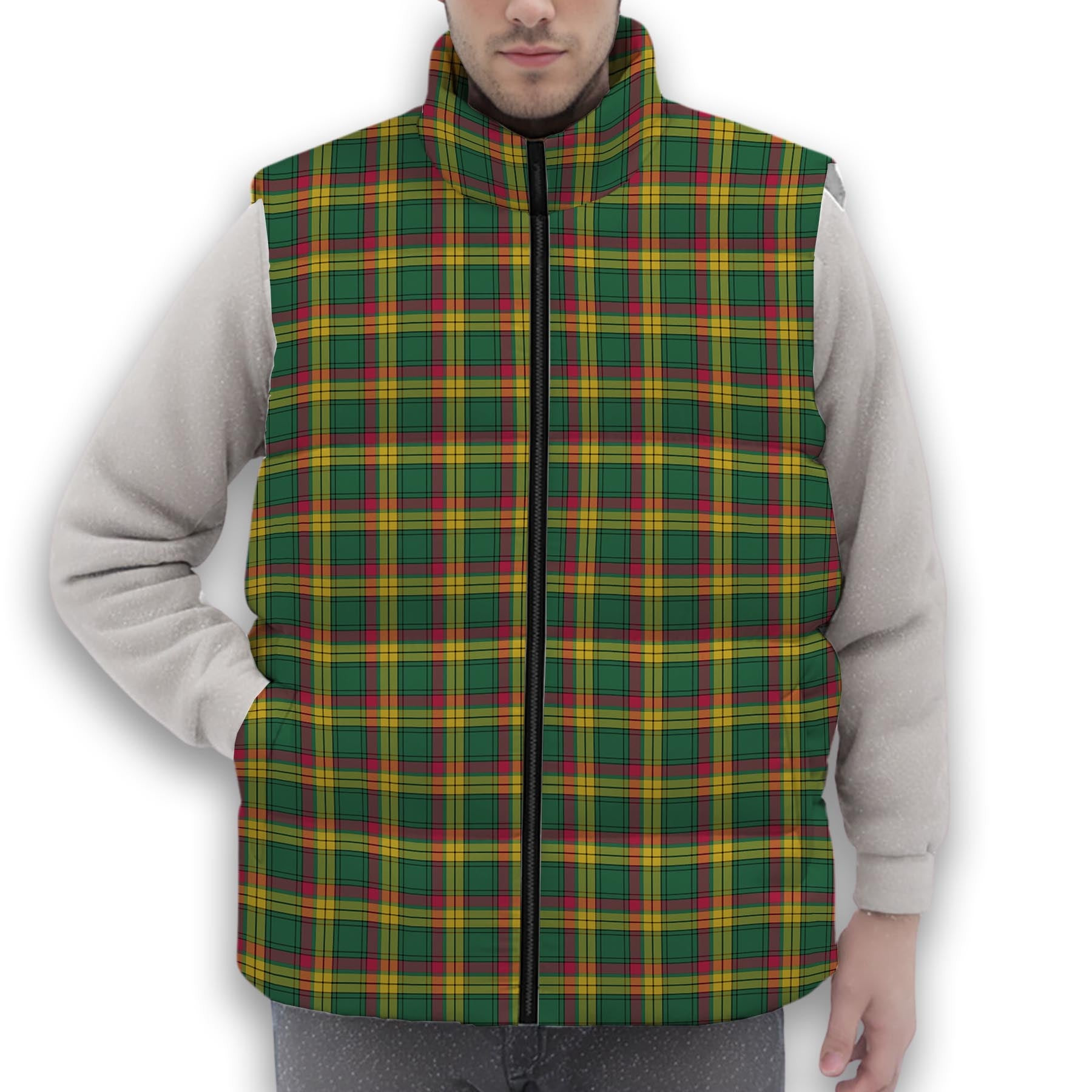 ScotsTee Shop Scottish McMillan Old Ancient Premium Tartan Puffer Vest Winter White Duck Down Vest Sleeveless