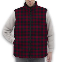 ScotsTee Shop Scottish Lindsay 1 Premium Tartan Puffer Vest Winter White Duck Down Vest Sleeveless