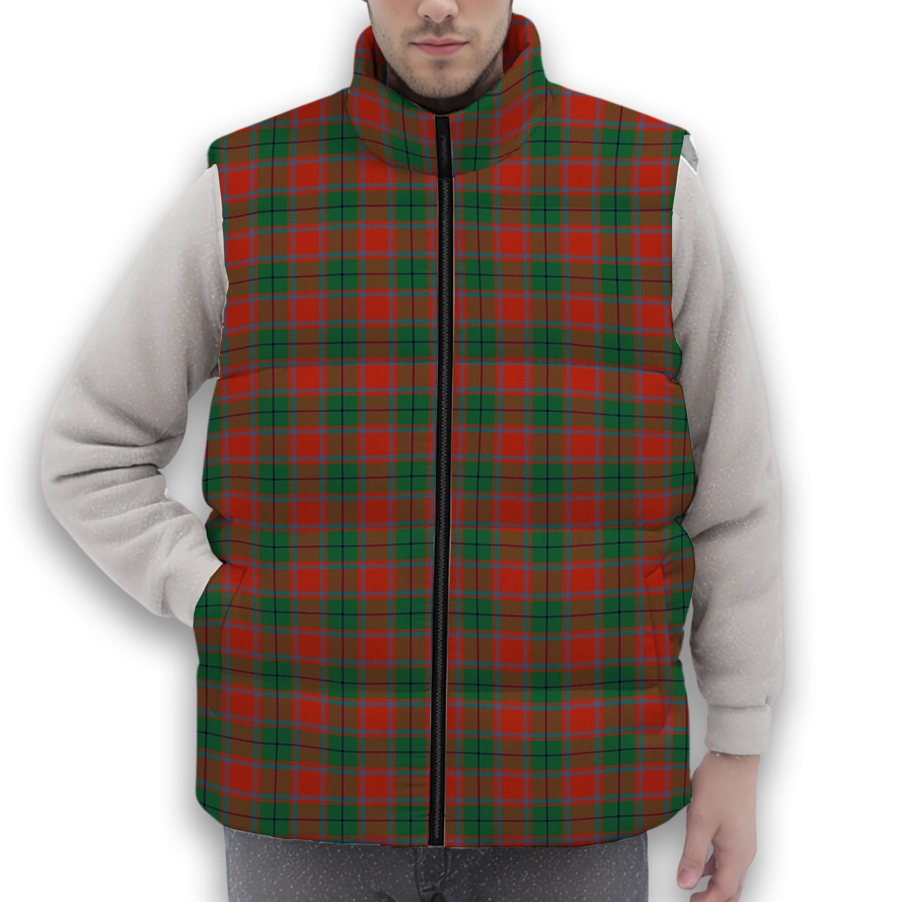 ScotsTee Shop Scottish McPhail Blue Bands Ancient Premium Tartan Puffer Vest Winter White Duck Down Vest Sleeveless