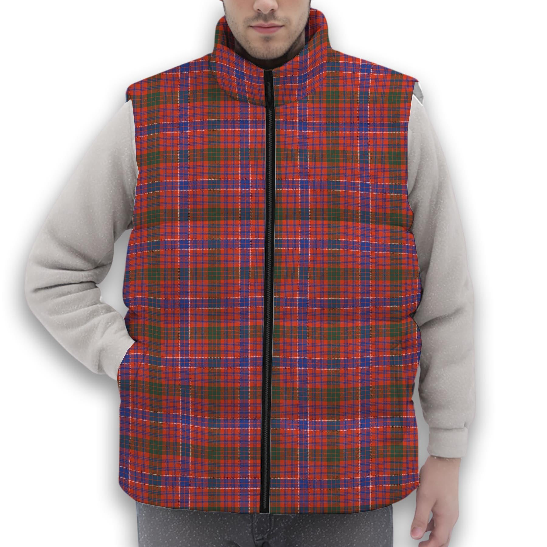 ScotsTee Shop Scottish MacRae Ancient Premium Tartan Puffer Vest Winter White Duck Down Vest Sleeveless