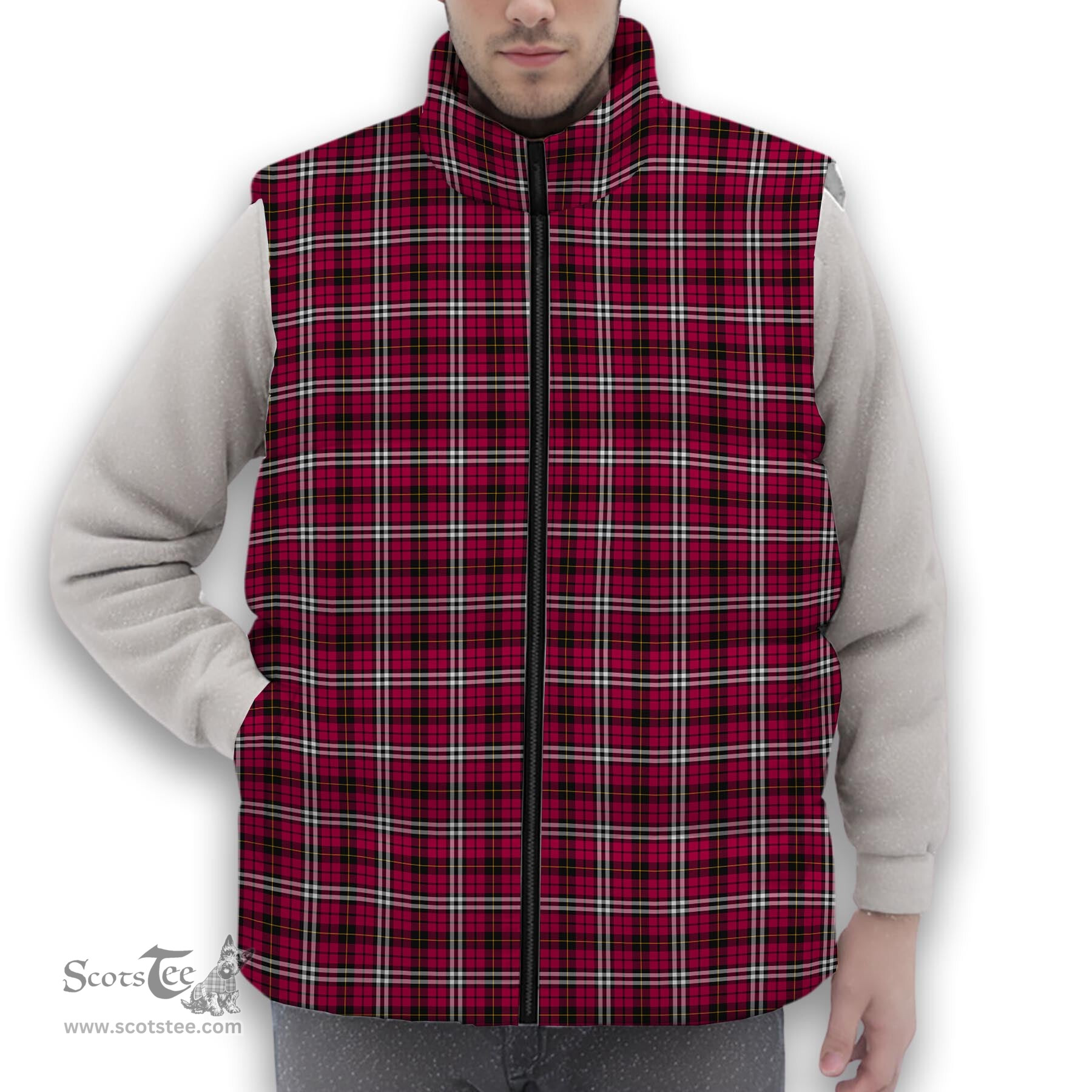 ScotsTee Shop Scottish Little Premium Tartan Puffer Vest Winter White Duck Down Vest Sleeveless