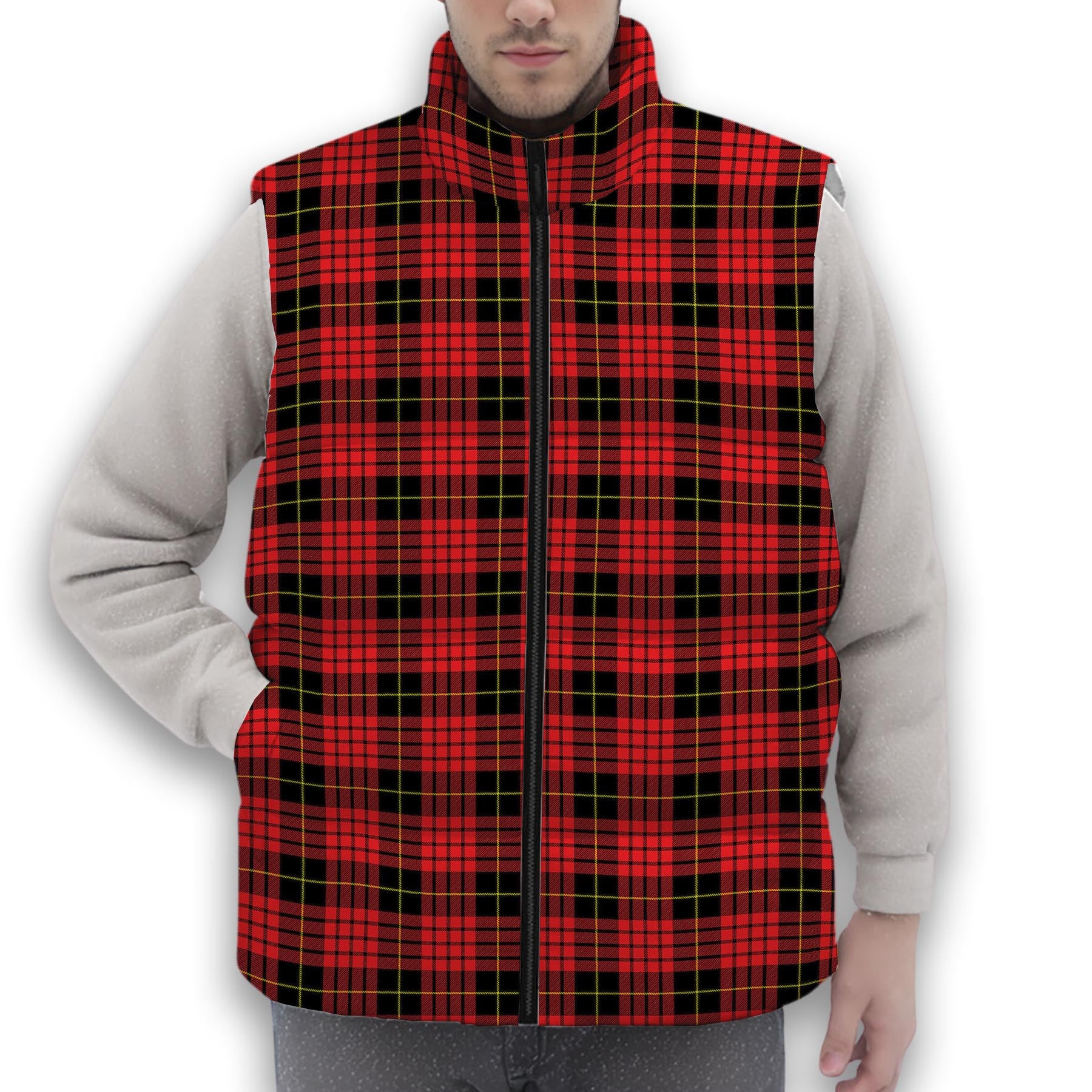 ScotsTee Shop Scottish MacSwan Modern Premium Tartan Puffer Vest Winter White Duck Down Vest Sleeveless