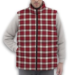 ScotsTee Shop Scottish MacFie Dress Modern Premium Tartan Puffer Vest Winter White Duck Down Vest Sleeveless