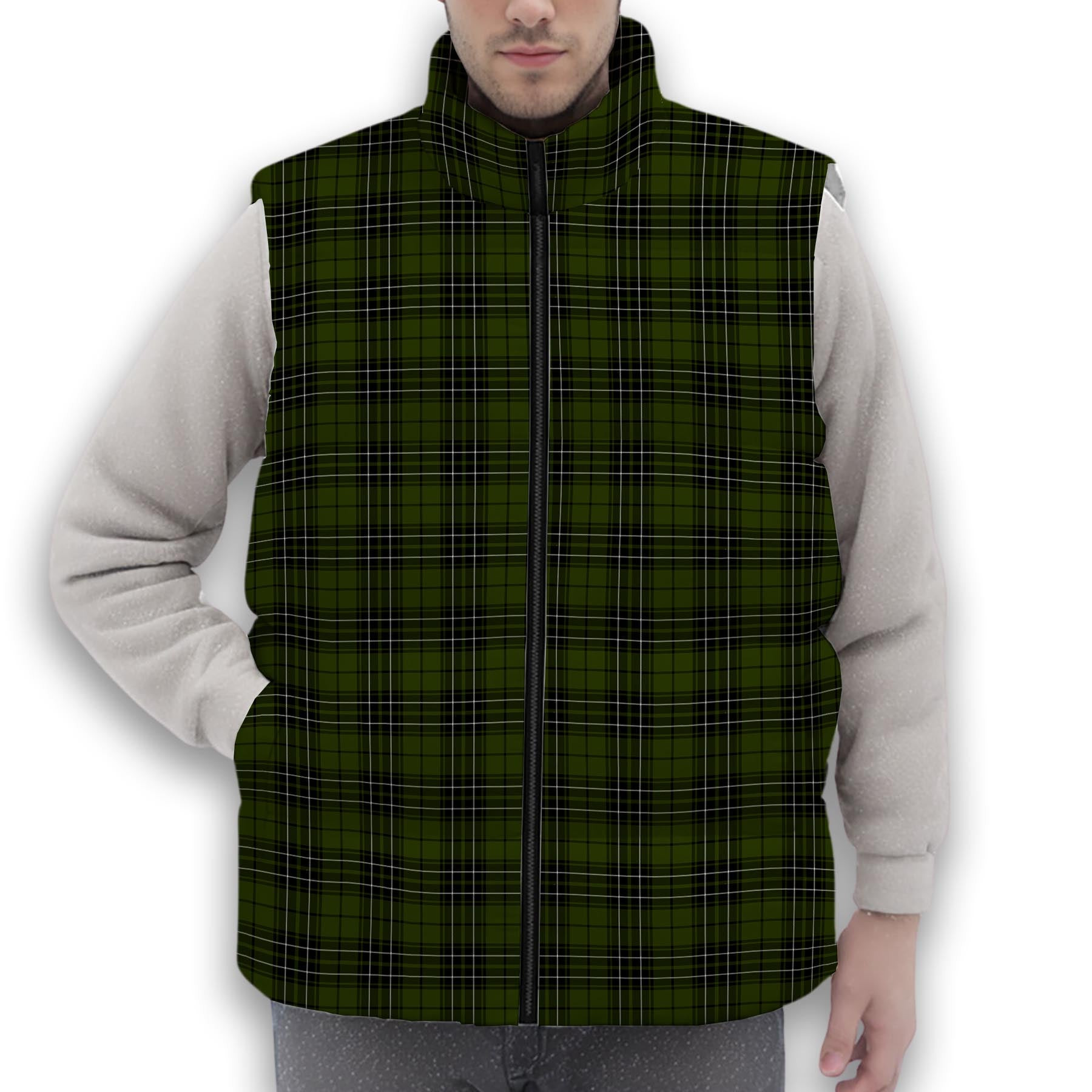 ScotsTee Shop Scottish MacLean Hunting Premium Tartan Puffer Vest Winter White Duck Down Vest Sleeveless