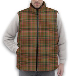 ScotsTee Shop Scottish Ogilvie (Ogilvy) of Strathallan Ancient Premium Tartan Puffer Vest Winter White Duck Down Vest Sleeveless