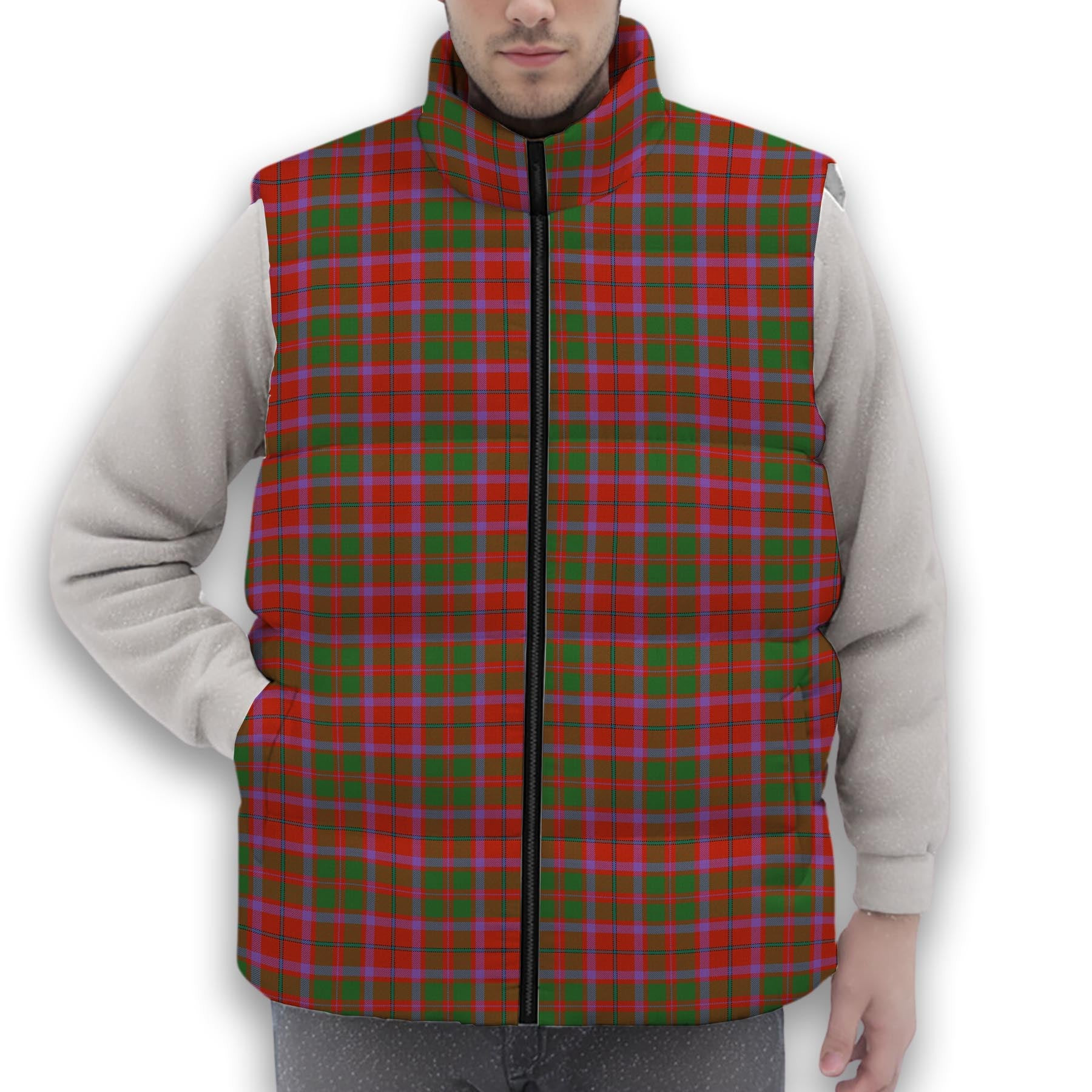 ScotsTee Shop Scottish Shaw of Tordarroch Ancient Premium Tartan Puffer Vest Winter White Duck Down Vest Sleeveless