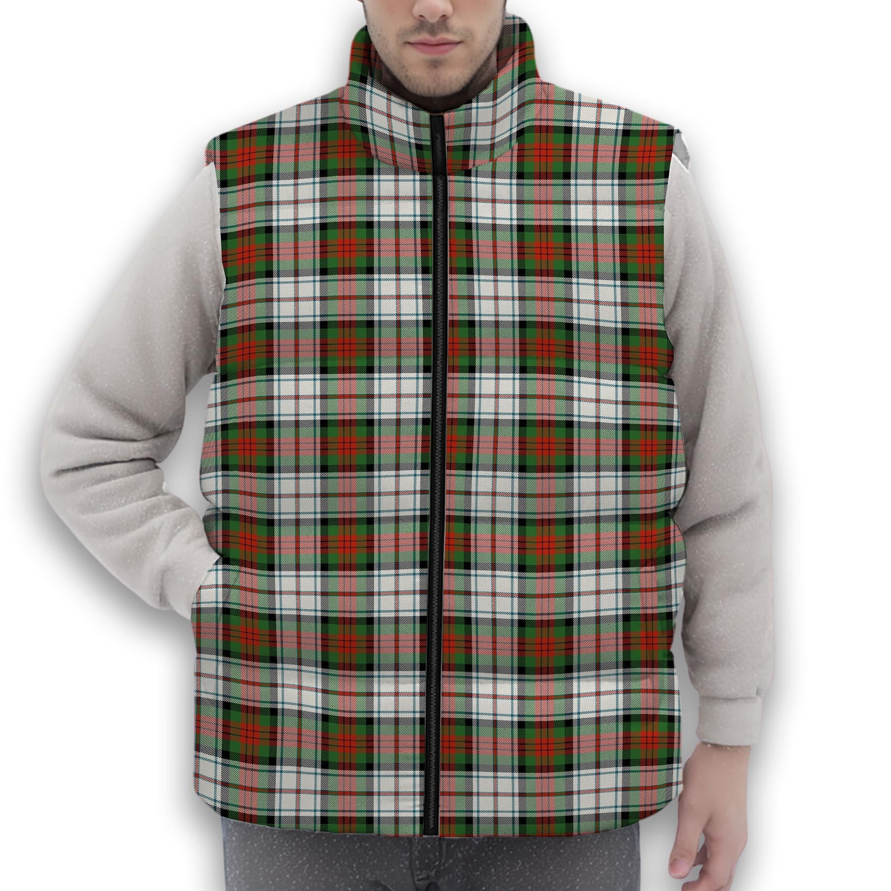 ScotsTee Shop Scottish McDuff Dress Ancient Premium Tartan Puffer Vest Winter White Duck Down Vest Sleeveless