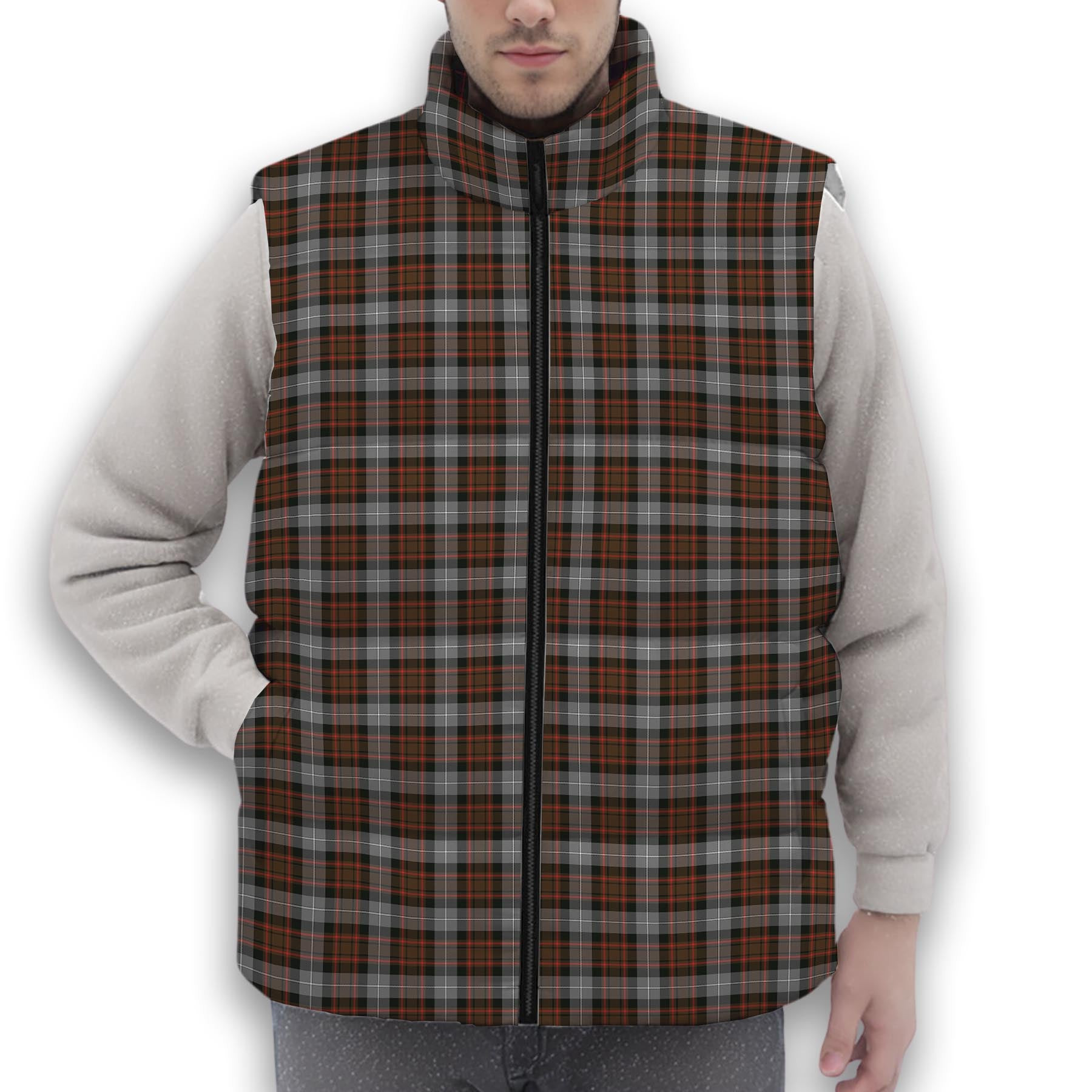 ScotsTee Shop Scottish MacRae Hunting Weathered Premium Tartan Puffer Vest Winter White Duck Down Vest Sleeveless