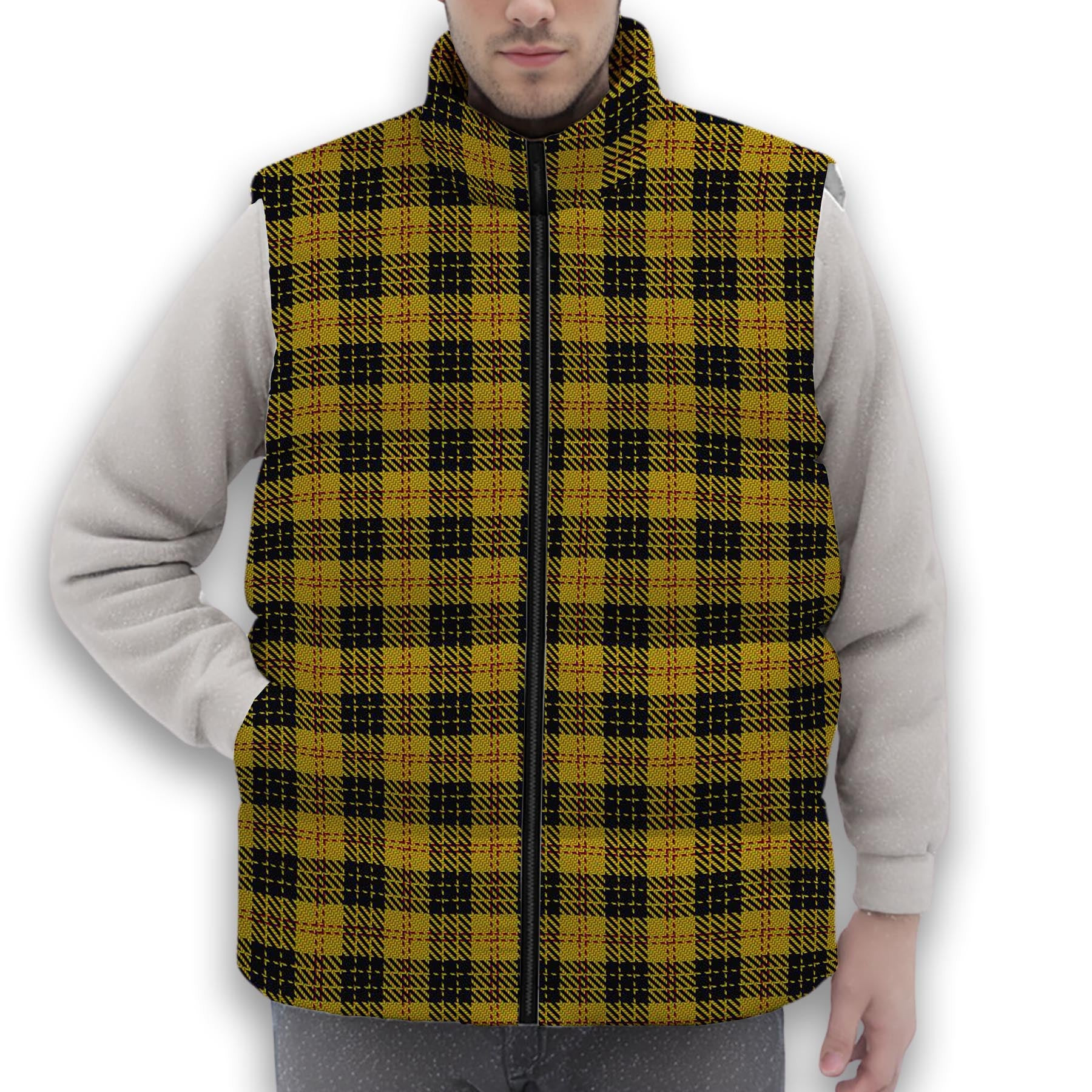 ScotsTee Shop Scottish MacLeod 1831 Premium Tartan Puffer Vest Winter White Duck Down Vest Sleeveless