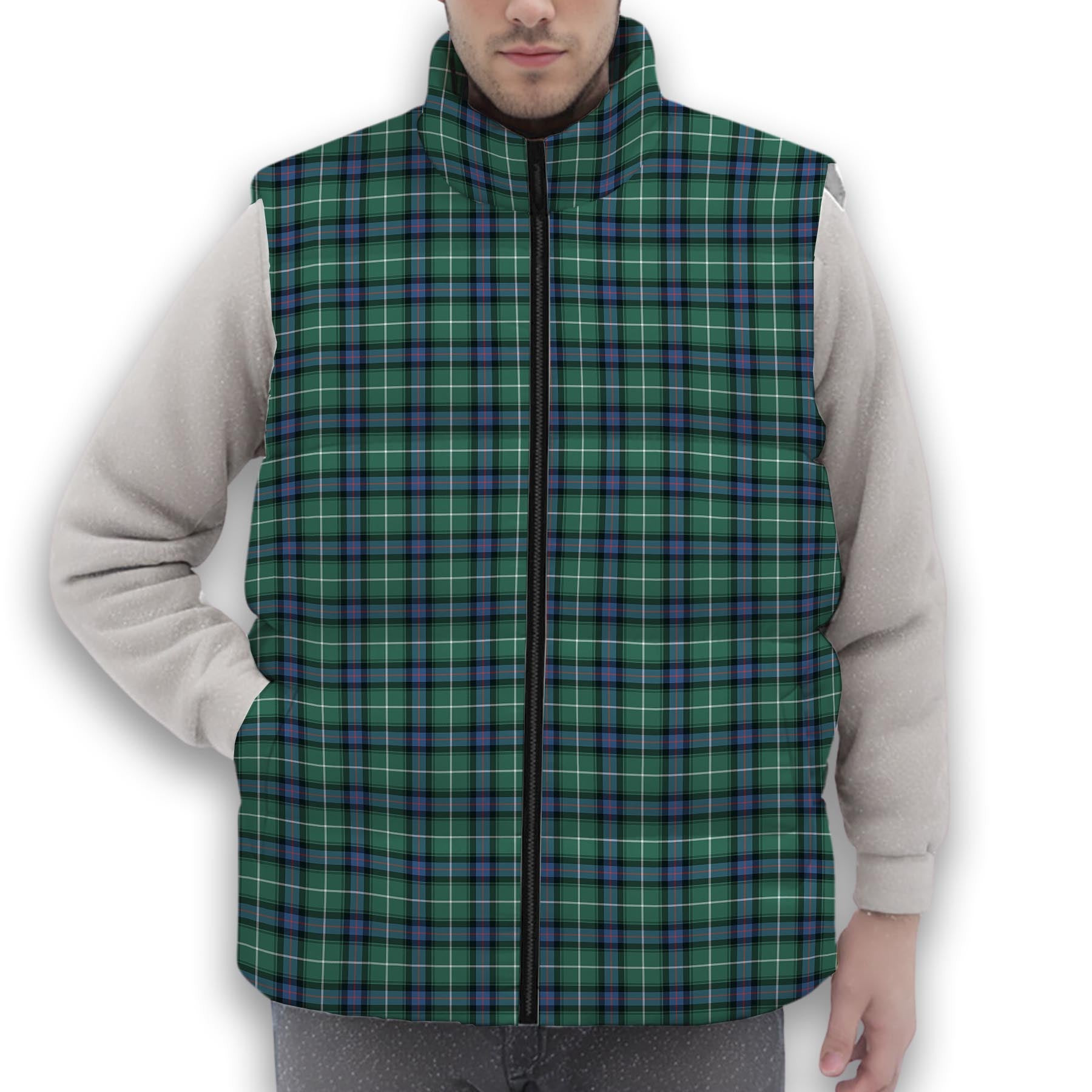 ScotsTee Shop Scottish MacDonald of the Isles Hunting Ancient Premium Tartan Puffer Vest Winter White Duck Down Vest Sleeveless