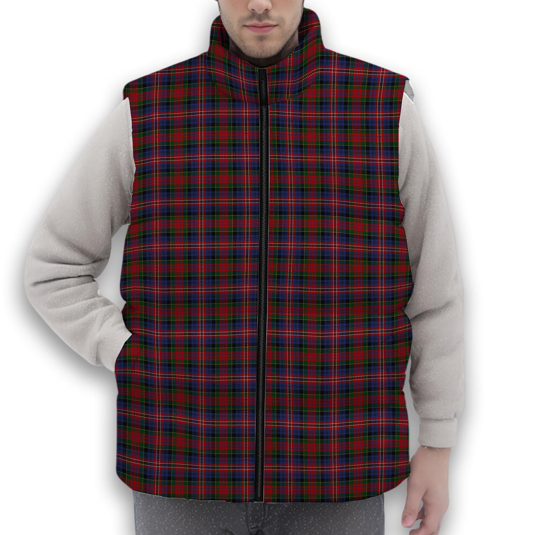 ScotsTee Shop Scottish MacPherson 7 Premium Tartan Puffer Vest Winter White Duck Down Vest Sleeveless