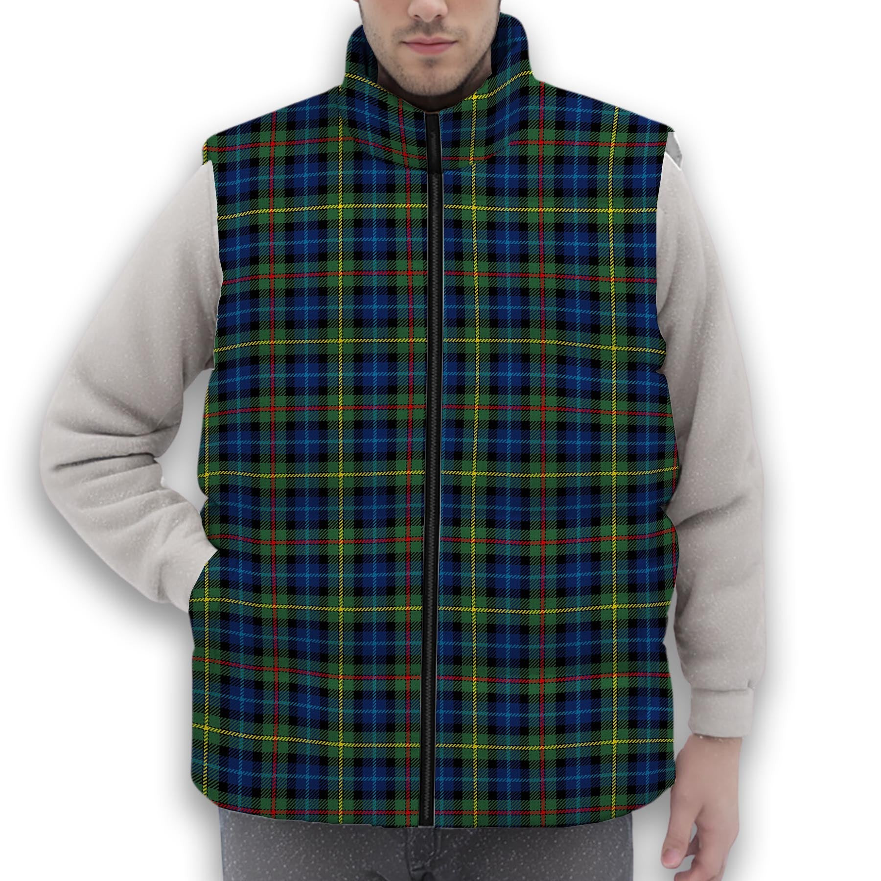 ScotsTee Shop Scottish Gow Hunting Modern Premium Tartan Puffer Vest Winter White Duck Down Vest Sleeveless
