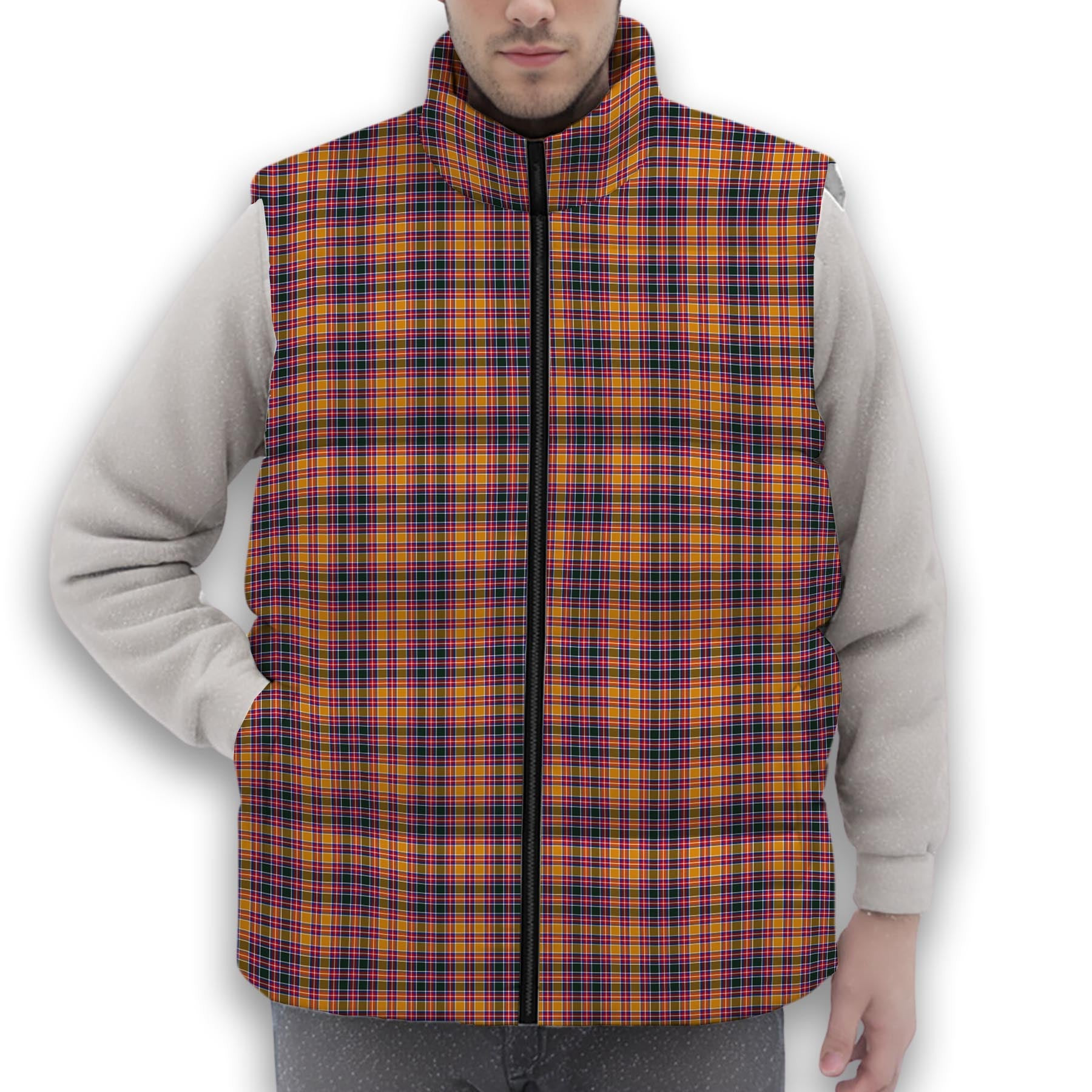 ScotsTee Shop Scottish Jacobite Premium Tartan Puffer Vest Winter White Duck Down Vest Sleeveless