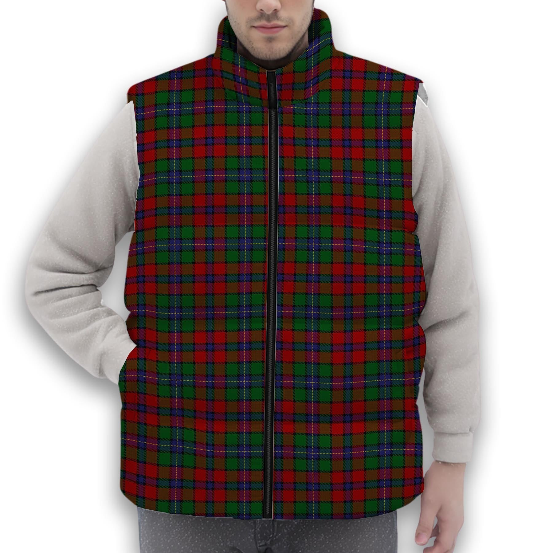 ScotsTee Shop Scottish Kilgour Symmetrical Premium Tartan Puffer Vest Winter White Duck Down Vest Sleeveless