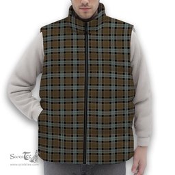 ScotsTee Shop Scottish Graham of Menteith Weathered Premium Tartan Puffer Vest Winter White Duck Down Vest Sleeveless