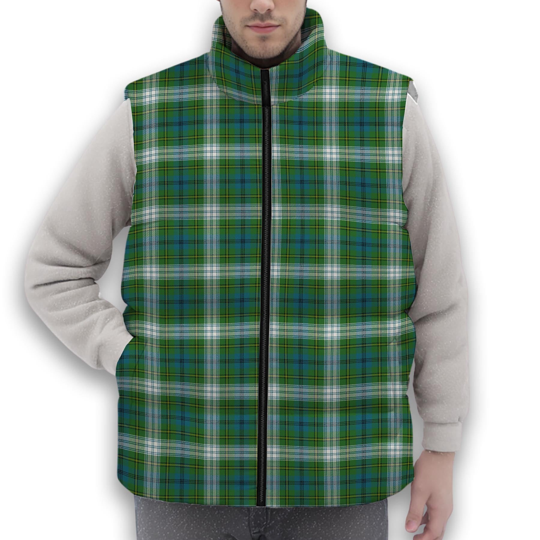 ScotsTee Shop Scottish Johnston Dress Ancient Premium Tartan Puffer Vest Winter White Duck Down Vest Sleeveless