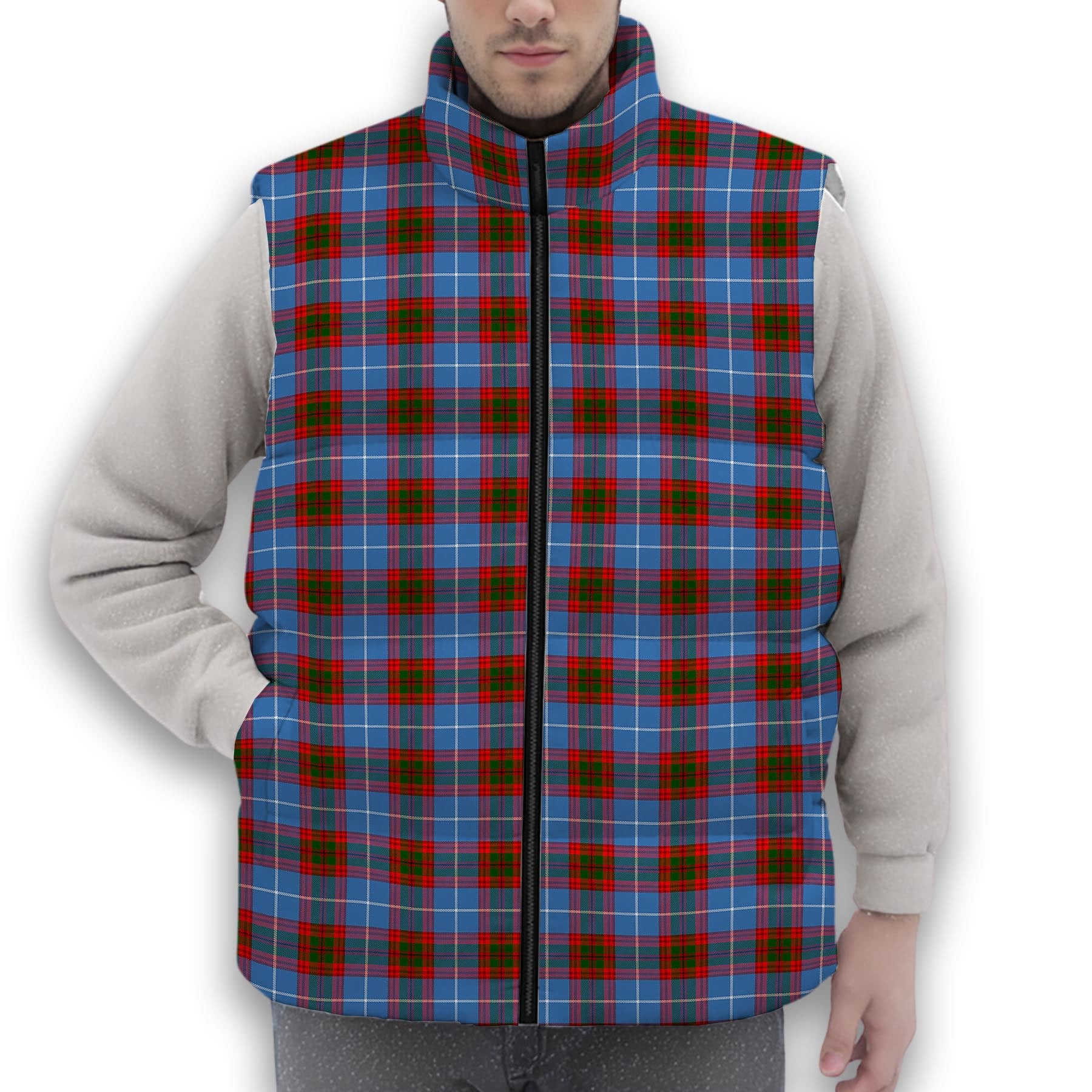 ScotsTee Shop Scottish Trotter Premium Tartan Puffer Vest Winter White Duck Down Vest Sleeveless