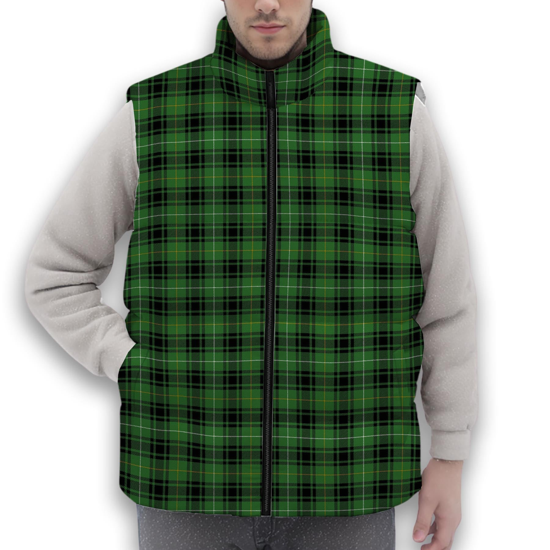 ScotsTee Shop Scottish MacIver Hunting Ancient Premium Tartan Puffer Vest Winter White Duck Down Vest Sleeveless