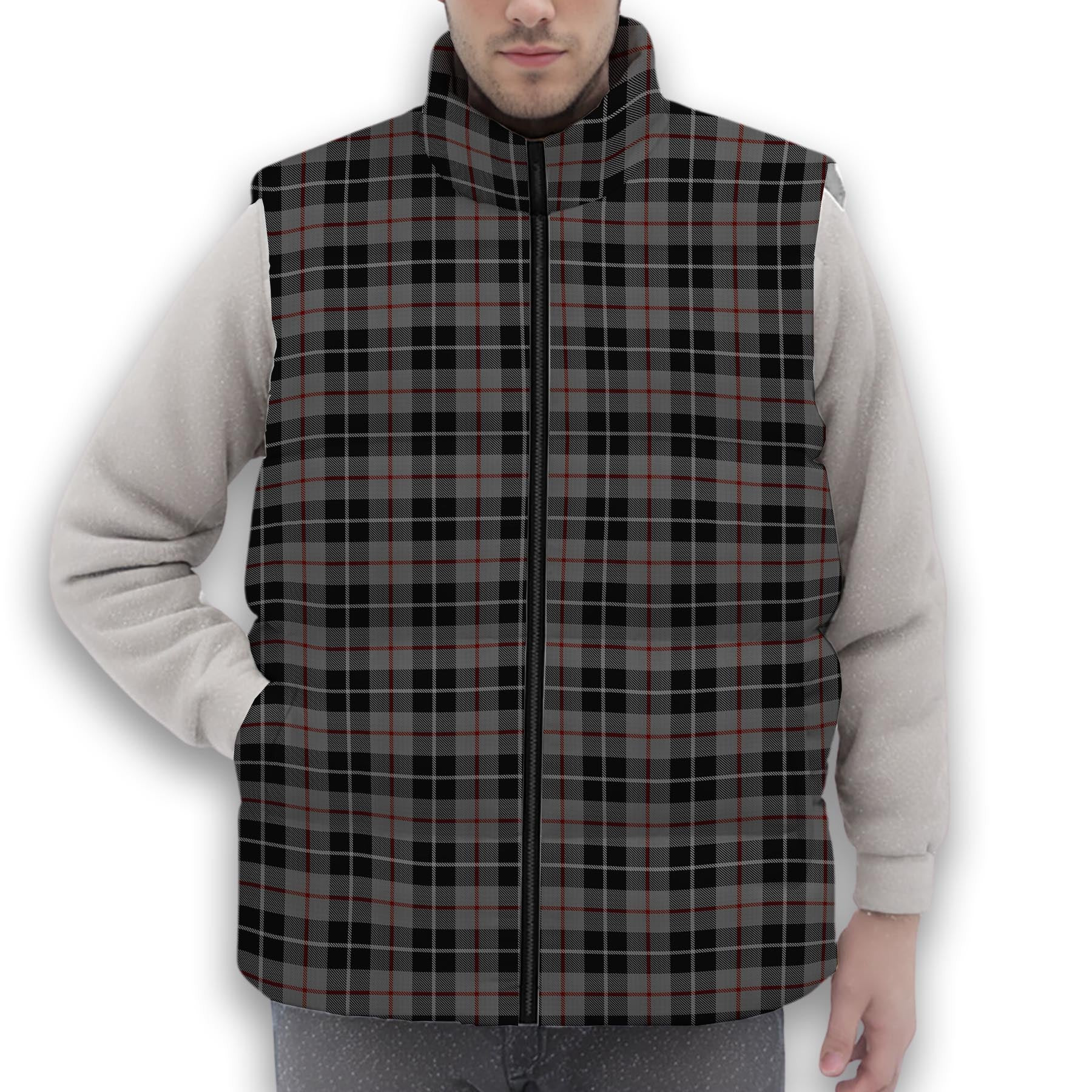 ScotsTee Shop Scottish Thompson Grey Premium Tartan Puffer Vest Winter White Duck Down Vest Sleeveless