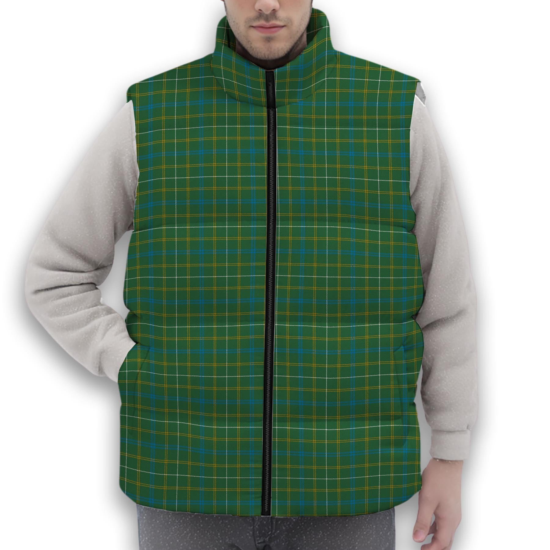 ScotsTee Shop Scottish Kennedy Irish Modern Premium Tartan Puffer Vest Winter White Duck Down Vest Sleeveless