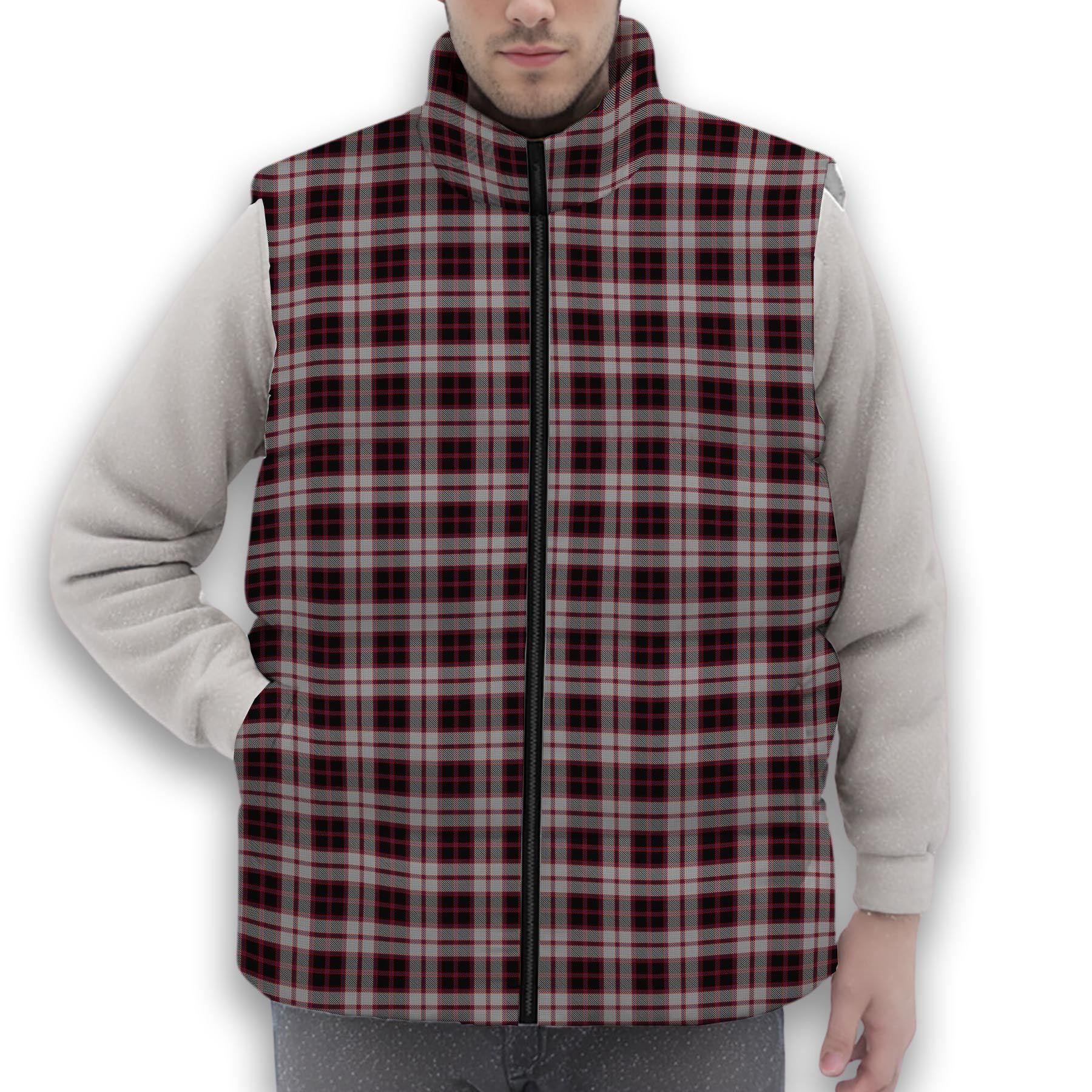 ScotsTee Shop Scottish McPherson Premium Tartan Puffer Vest Winter White Duck Down Vest Sleeveless