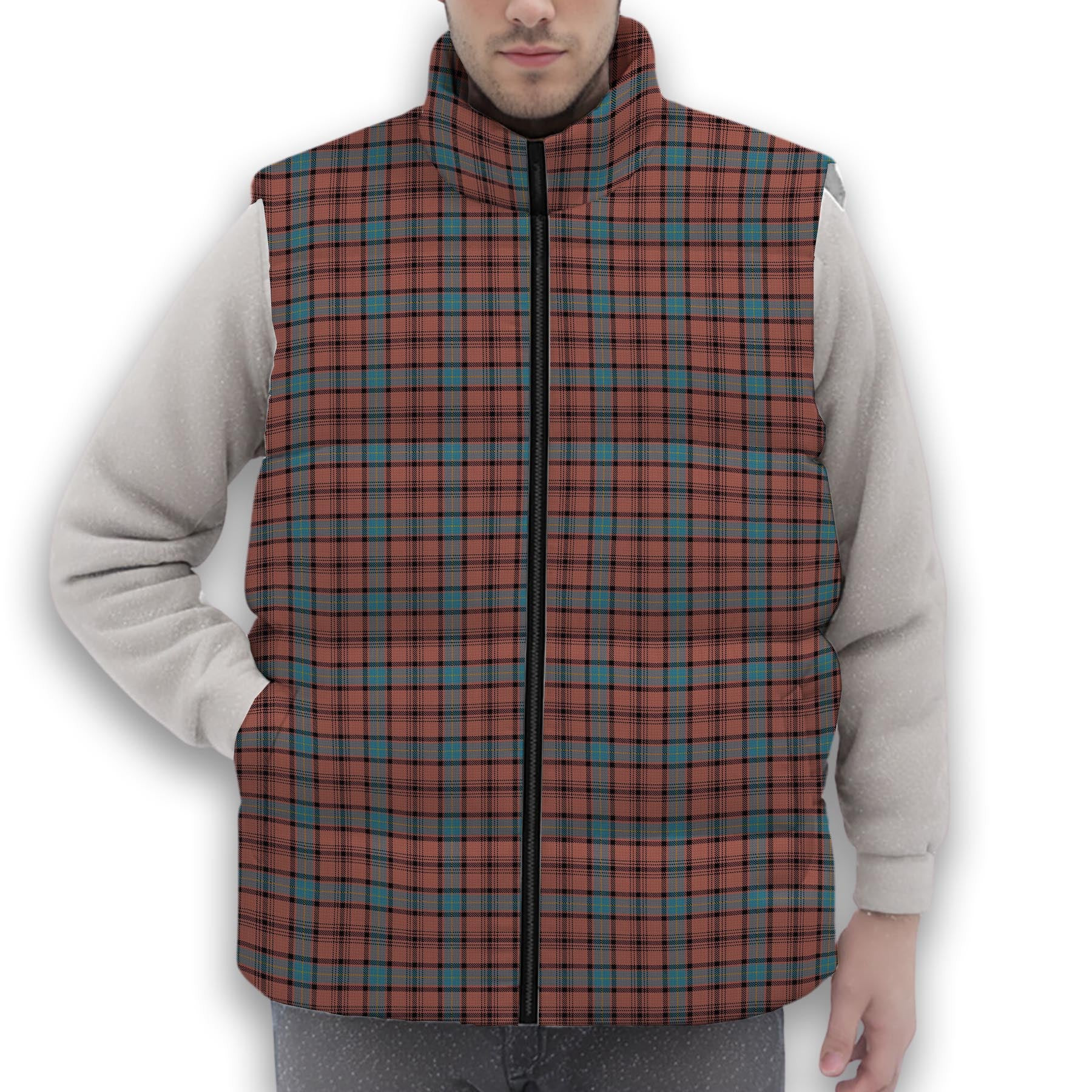 ScotsTee Shop Scottish Hannay Dress Premium Tartan Puffer Vest Winter White Duck Down Vest Sleeveless