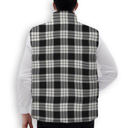 ScotsTee Shop Scottish McFarlane Black White Premium Tartan Puffer Vest Winter White Duck Down Vest Sleeveless