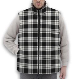 ScotsTee Shop Scottish McFarlane Black White Premium Tartan Puffer Vest Winter White Duck Down Vest Sleeveless