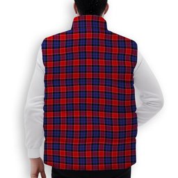 ScotsTee Shop Scottish Graham of Menteith Red Premium Tartan Puffer Vest Winter White Duck Down Vest Sleeveless