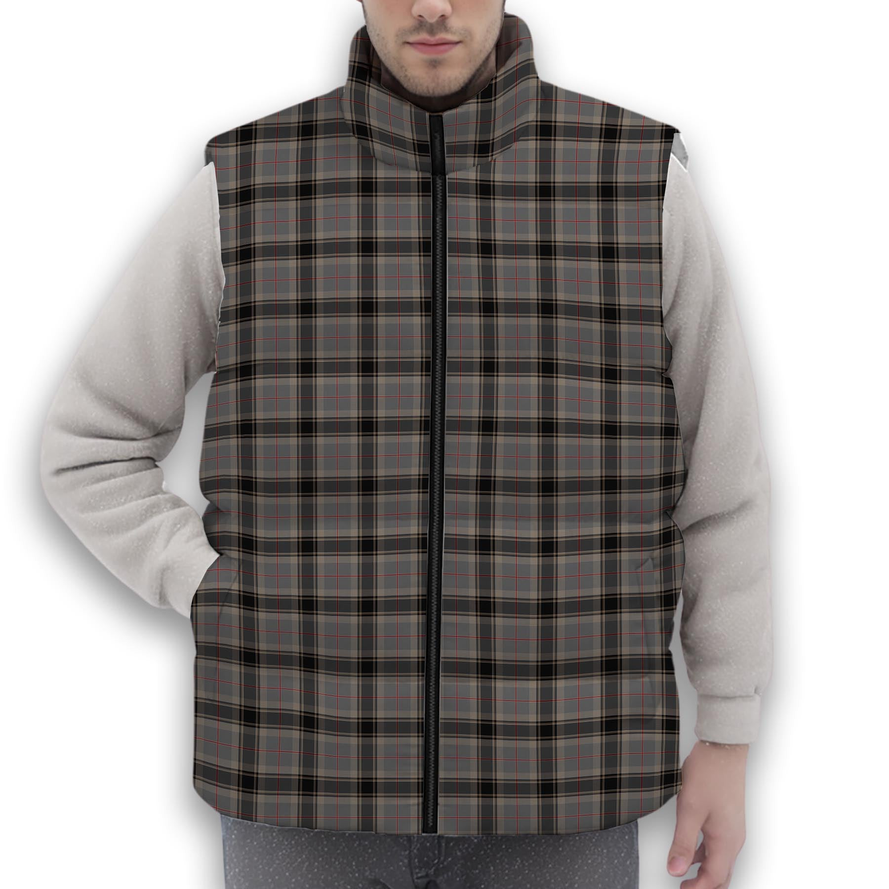 ScotsTee Shop Scottish Sobieski-Stewart Premium Tartan Puffer Vest Winter White Duck Down Vest Sleeveless