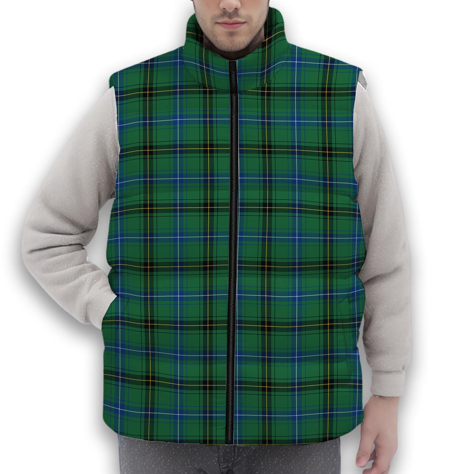 ScotsTee Shop Scottish Henderson Ancient Premium Tartan Puffer Vest Winter White Duck Down Vest Sleeveless